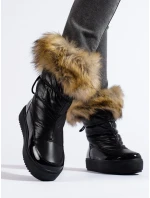 Praktické čierne snežnice s platformou pre ženy Praktické čierne snežnice s platformou pre ženy