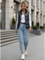 Dámska prešívaná vesta so stojačikom čierna FashionStreet TY3477