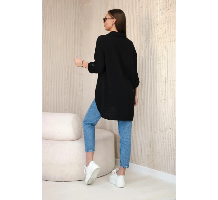 Bavlněná mušelínová košile oversize černý
