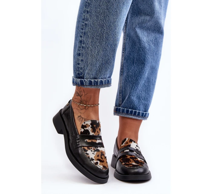 Skórzane Półbuty Mokasyny Damskie Maciejka 06250-01 Czarne