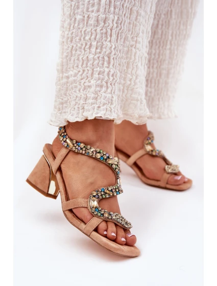 Dámské Sandály Na Podpatku S  Béžové model 21693547 - Artiker