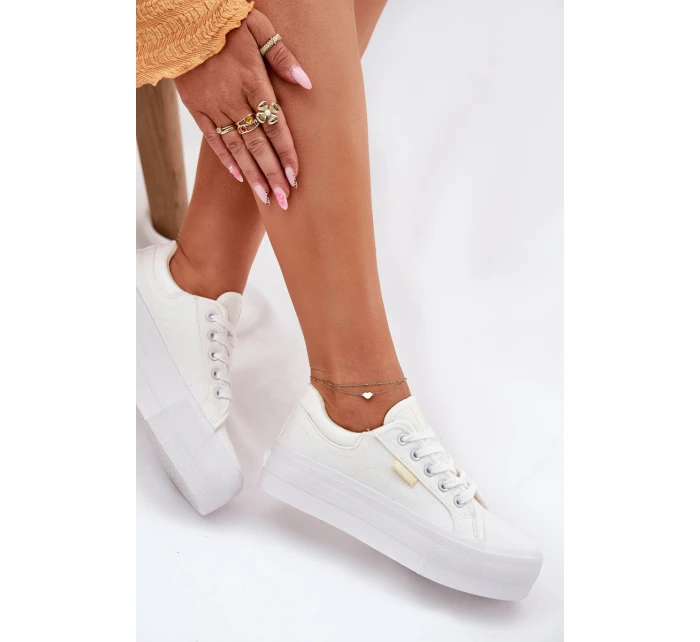 Trampki Damskie Na Platformie Lee Cooper LCW-25-31-3450L Białe