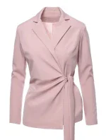 K056 Sako s opaskom na zaväzovanie - krepová ružová