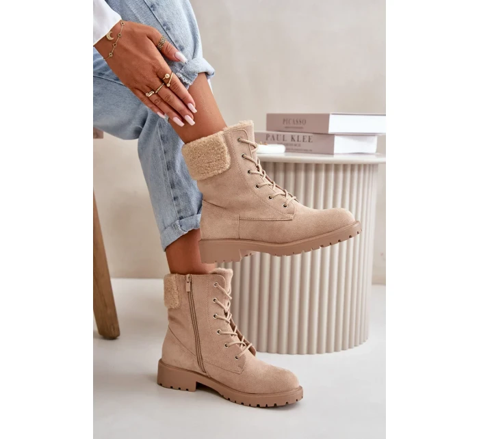 Dámske zateplené členkové topánky Workery Zippered Beige Mivael Dámske zateplené členkové topánky Workery Zippered Beige Mivael