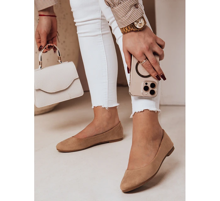 Dámske semišové baleríny ZY0672 hnedé - Seastar