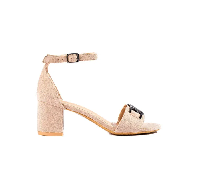 Módní dámské sandály hnědé na širokém podpatku Módní dámské sandály hnědé na širokém podpatku