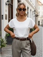 Dámska oversize blúzka z viskózy s krátkymi rukávmi, biela, FashionStreet RY2926