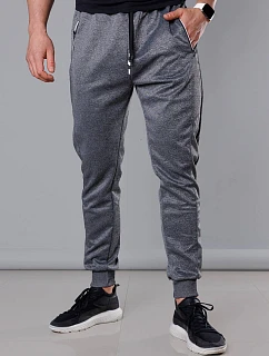 Pánské teplákové kalhoty v grafitové barvě se stahovacími lemy model 18345029 - J.STYLE