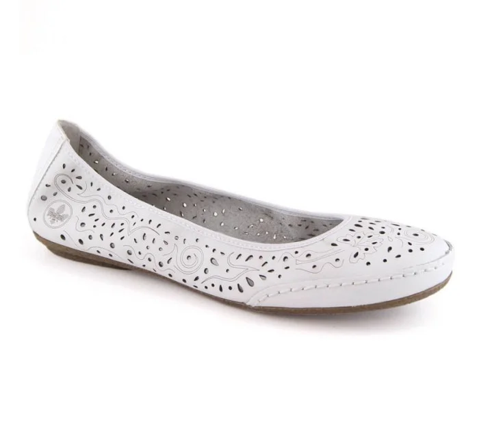 Kožená pohodlná polobotka W model 22033618 bílá - Rieker