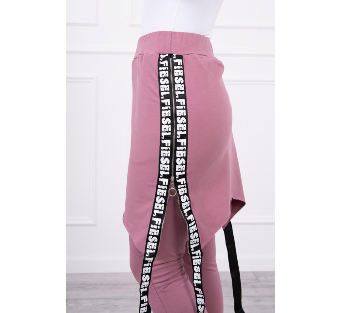 Nohavice/oblek s nápisom selfie tmavo ružové
