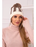 Dámska čiapka s brmbolcom Rozalia K323 mocca+ecru Dámska čiapka s brmbolcom Rozalia K323 mocca+ecru