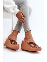 Klapki Damskie Na Koturnie 83520 Ipanema High Fashion Slide Fem Brązowe