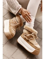 Skórzane Śniegowce Damskie Na Grubej Podeszwie Z Futerkiem Big Star OO274A207 Brązowe Skórzane Śniegowce Damskie Na Grubej Podeszwie Z Futerkiem Big Star OO274A207 Brązowe