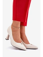 Eleganckie Czółenka Na Rozszerzanej Szpilce Vinceza 62222 Beżowe