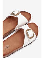 Klapki Damskie Na Korkowej Platformie Z Klamrą Białe Vianara Klapki Damskie Na Korkowej Platformie Z Klamrą Białe Vianara