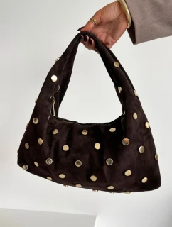 Kožená semišová taška s ozdobou čokoládová model 21728401 - Boto