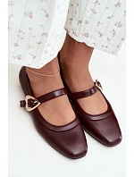 Bordové baleríny s přezkou ve tvaru srdce Relsa Bordové baleríny s přezkou ve tvaru srdce Relsa