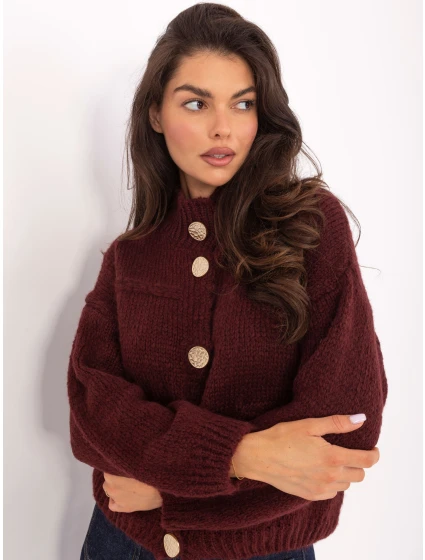 Sweter MI SW model 21393045 bordowy - FPrice Sweter MI SW model 21393045 bordowy - FPrice