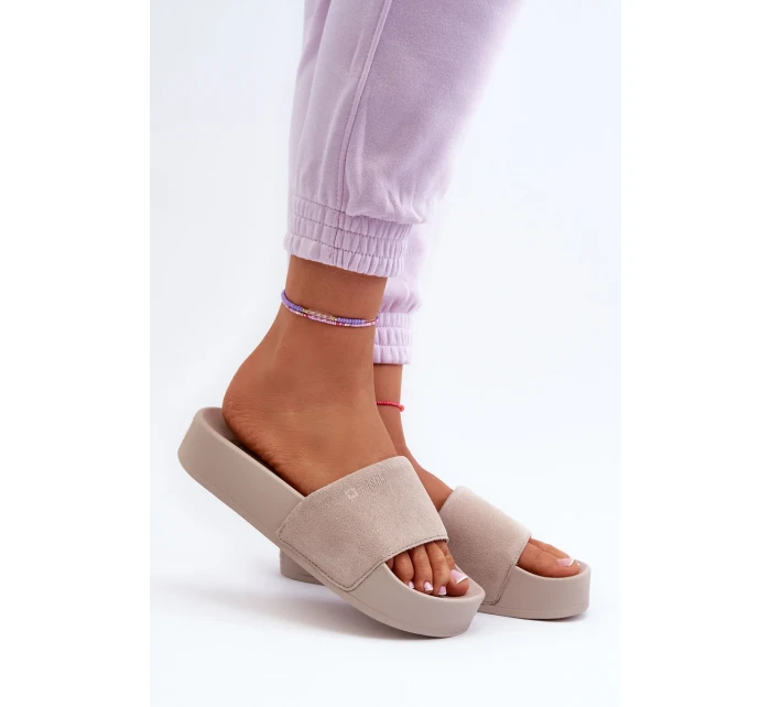 Dámske semišové šľapky Big Star Beige