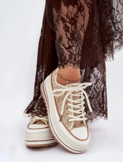 Dámske tenisky na masívnej platforme S.Barski - béžové