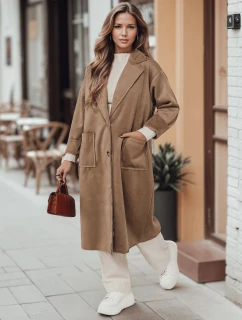 Dámsky oversize kabát AVELINNI dlhý béžový FashionStreet NY0694