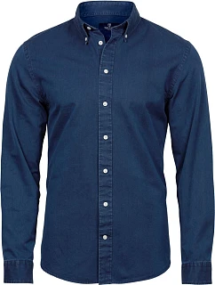 Tee Jays TJ 4002 Džínsová košeľa s dlhým rukávom v keprovej väzbe 18.4002 indigo blue