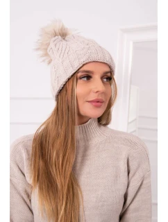 Fleecová kockovaná čiapka K226 svetlo béžová