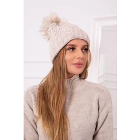 Fleecová kockovaná čiapka K226 svetlo béžová