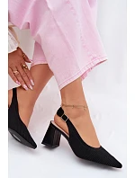 Materiálové Sandály na Podpatku Černé Elissea