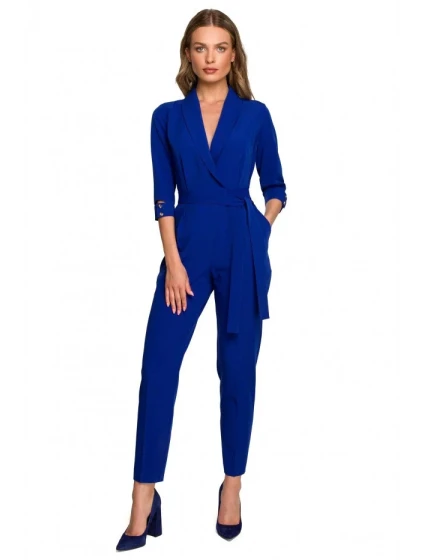 Dámský overal se šálovým límcem královská modř - Stylove