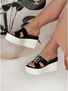 PLATSIMA dámske žabky na platforme čierne FashionStreet ZY0757