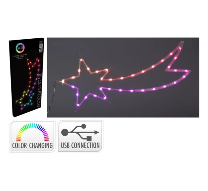 DEKORATÍVNE ZÁVESNÉ SVETLO COMET 35 LED RGB USB