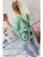 Mikina s potiskem kola tmavě mátová Mikina s potiskem kola tmavě mátová