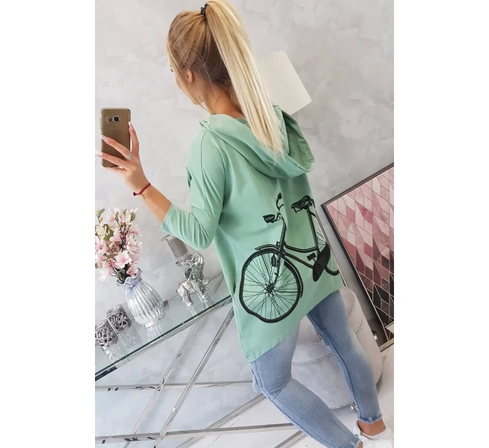 Mikina s potiskem kola tmavě mátová Mikina s potiskem kola tmavě mátová