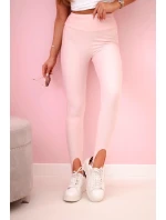 Dámské legíny s rozparkem na pas pudrově růžová model 20996926 - K-Fashion Dámské legíny s rozparkem na pas pudrově růžová model 20996926 - K-Fashion