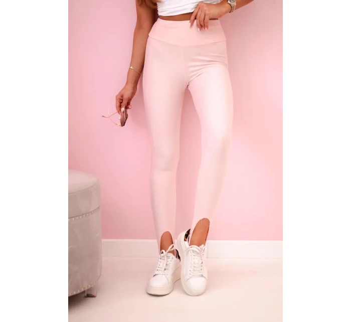 Dámské legíny s rozparkem na pas pudrově růžová model 20996926 - K-Fashion Dámské legíny s rozparkem na pas pudrově růžová model 20996926 - K-Fashion