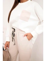 Dámska maslová súprava s kontrastným vreckom béžová