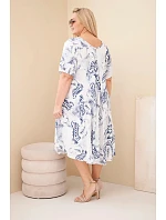 Plus veľkosť dámske viskózové šaty s krátkymi rukávmi a vzorom Paisley White