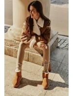 Kožené Semišové Sněhule S Kožešinou model 21676512 Camel - VINCEZA