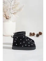 Dětské sněhule s květinami černé Gracina