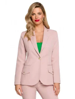 K141 Sako s dvojitým vreckom a klopou - krepová ružová