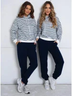 Tmavě modrý dámský bavlněný teplákový komplet s mikinou model 21777414 - Moon Tmavě modrý dámský bavlněný teplákový komplet s mikinou model 21777414 - Moon