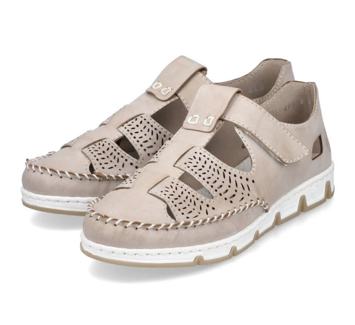 Rieker W RKR651 béžové kožené poltopánky s háčikom a pútkom Rieker W RKR651 béžové kožené poltopánky s háčikom a pútkom