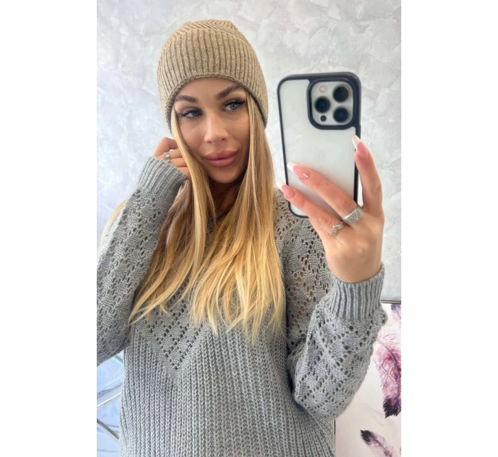 Tenká čiapka Oliwia K252 tmavo béžová