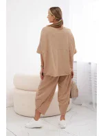 Bavlněný komplet halenka + kalhoty Velbloud Bavlněný komplet halenka + kalhoty Velbloud