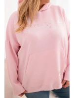 Dámska mikina Plus Size s kapucňou a potlačou candy pink