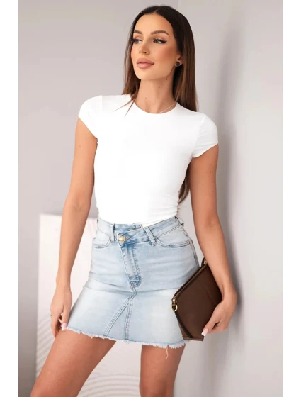 Dámska mini džínsová sukňa s roztraseným lemom M.Sara denim