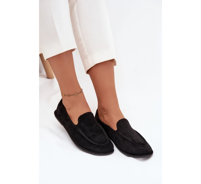 Dámské mokasíny z eko semiše ploché černé model 21710870 - Boto