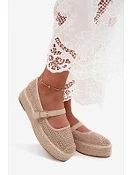 Dámské espadrilky s páskem na platformě Béžové model 22196479 - Boto