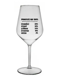PRACUJI NA 100% - čirá nerozbitná sklenice na víno 470 ml